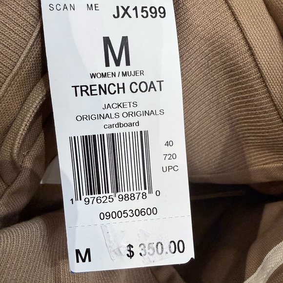 SOLD OUT Adidas Originals Tan Trench Coat NWT - Picture 5 of 5